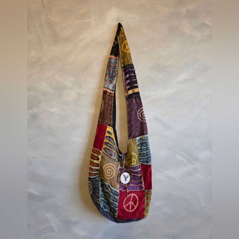 Boho Slouchy Patchwork Colorful Long Sling Bag Shoulder Crossbody Rising Inter